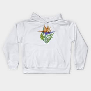 Bird of Paradise Watercolor Kids Hoodie